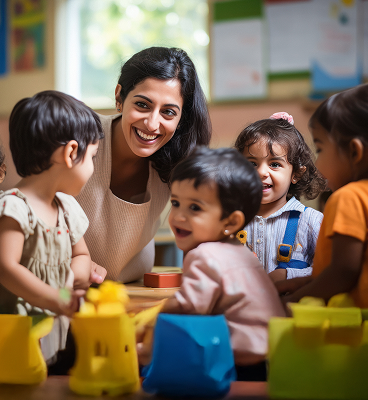 Teacher with children